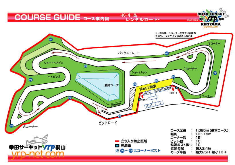 レンタルカート走行コース・スポーツカート走行コース・レーシングカート走行コース・コース図