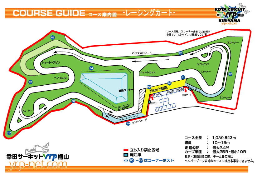 レーシングカートスポーツ走行・コース図