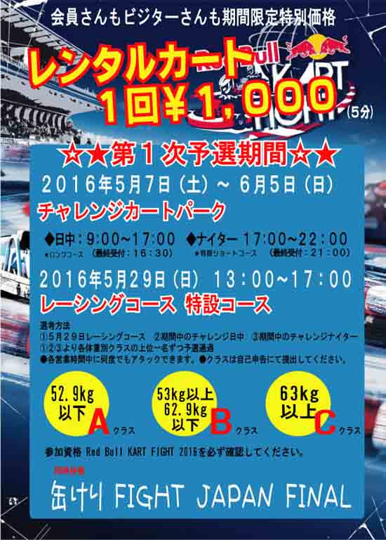 2016年RED BULL 1次予選＝幸田ラウンド＝開催のお知らせ